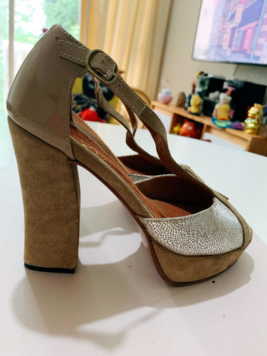 Zapato Punta Abierta Taco Alto