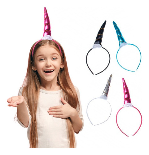 Combo Vinchas Cotillón Unicornio Pony Metalizadas X 6