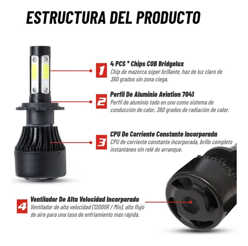 Loo Kit De Faros Led Delanteros De 4 Lados 12000lm For Dodge