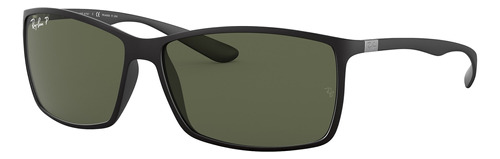 Anteojos de sol polarizados Ray-Ban RB4179 Large con marco de liteforce color matte black, lente green de policarbonato clásica, varilla matte black de liteforce