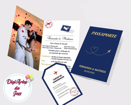 Imagem 1 de 2 de Convite Digital De Casamento - Passaporte