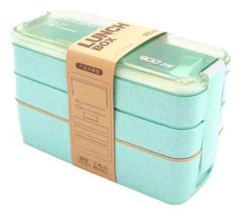 Tupper Lunch Box Slim Porta Comida 3 Pisos Cubiertos 900ml