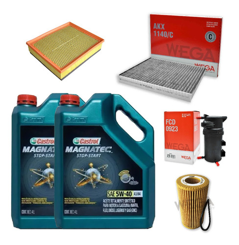 Kit 4 Filtros + 8l Aceite Castrol 5w40 Volkswagen Amarok V6