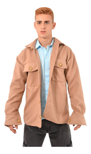 Campera Camisaco Saco Paño Abrigo Liso Hombre Con Botones