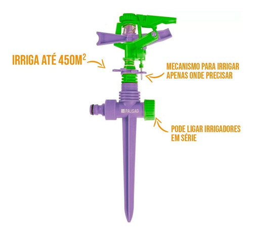 Imagem 2 de 7 de Aspersores Irrigacao Sprinkler Setorial Com Engate Rápido