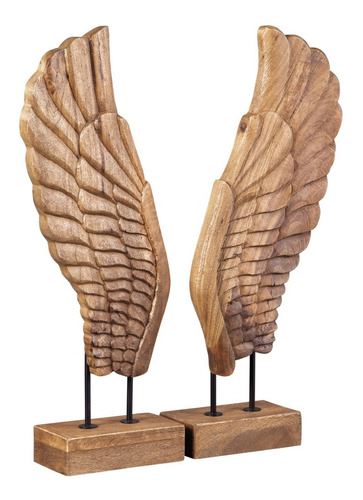 Escultura Decorativa Para Mesa, Alas Decorativas De Madera