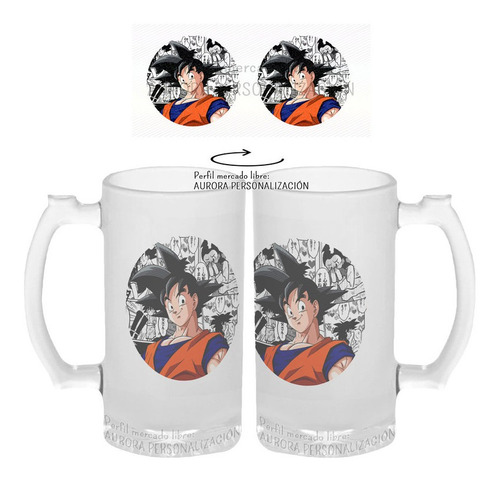 Mug Cervecero Taza Dragon Ball  Vidrio Opalizado 02