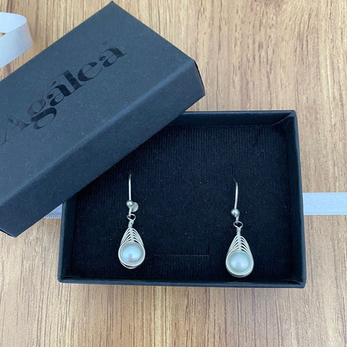 Imagen 8 de 10 de Aretes De Plata 925 Perla Natural Cultivada Agálea Joyería