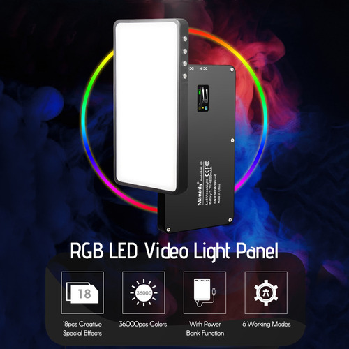 Panel De Luz Led Rgb Manbily Mfl-07 Portátil Para Video