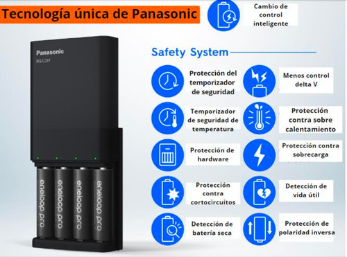 Kit 4 Pilas Aaa Recargables Panasonic Eneloop Pro + Cargador