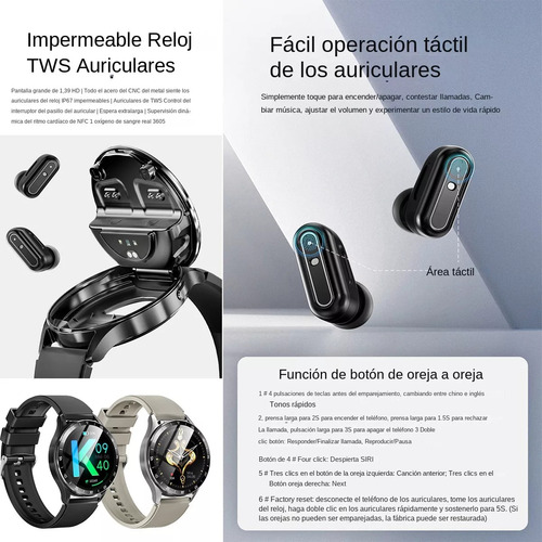 Auriculares Bluetooth 2 En 1 Para Reloj Inteligente Con Nfc