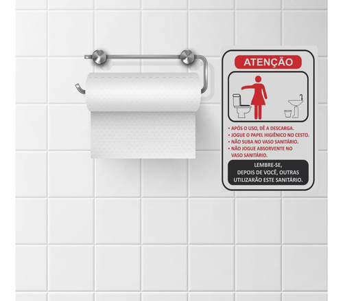 Kit 3 Placas Sinalização Aviso Sanitário Banheiro Feminino