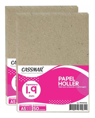 Cassmar A5 papel holler 1.90 cinza de 50 unidades