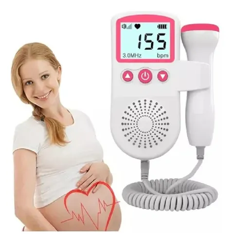 Audífono cardíaco para bebés, monitor de sonar Doppler fetal, color rosa