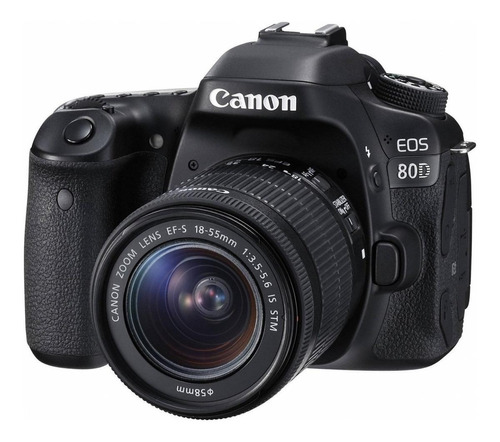  Canon EOS Kit 80D + lente 18-55mm IS STM DSLR color  negro