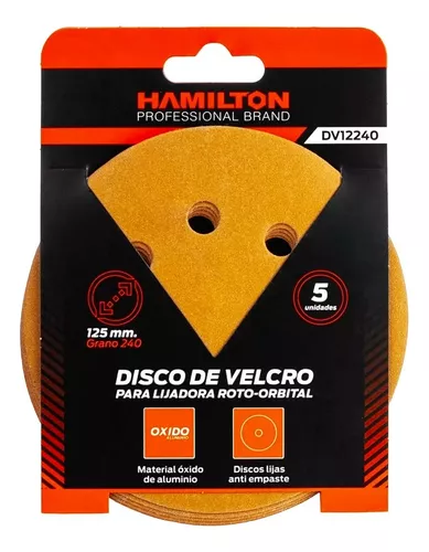 5 Disco Lijas Velcro Lijadora Roto Orbital Hamilton 125mm Dv Cantidad De  Granos 240