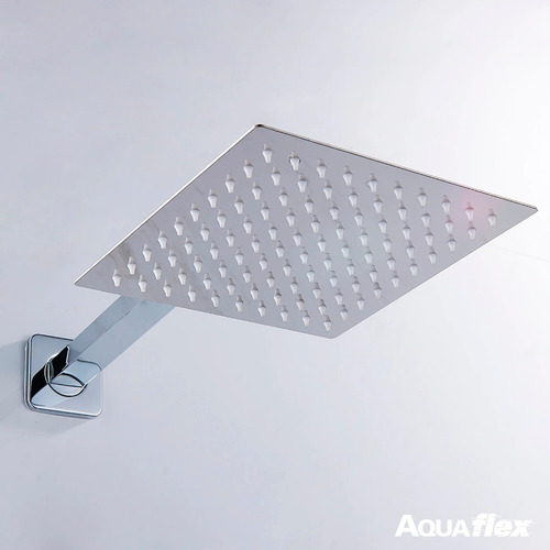 Imagen 3 de 9 de Flor Ducha Metálica Cuadrada 30cm + Brazo 40cm 7093 Aquaflex
