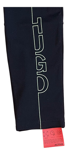 Leggings Deportivos Hugo Negro Con Verde Talla L Stretch !!