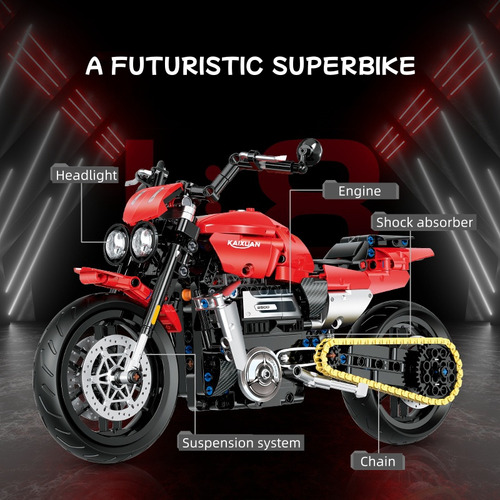 Juego De Bloques De Construcción De Motocicletas Diy Moc Cre