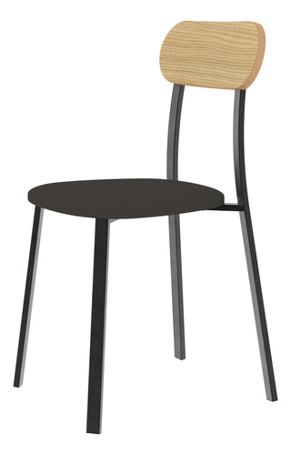 4 Sillas Negras Modernas De Caño Con Asiento Tapizado Antidesgarro Negro Negro