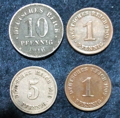Monedas Alemania Deutsches Reich. Lote X 4 Unidades (Usado)