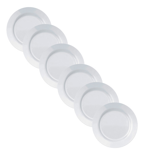 6 Prato Raso Opaline Menu 24 Cm Resistente Imediato Cor Branco