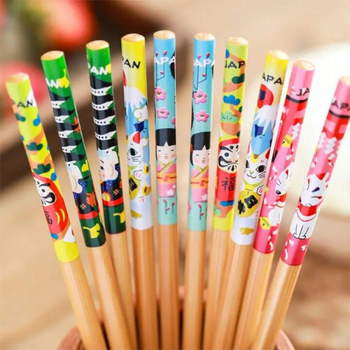Kit Hashi Madeira Palitinho Japonês Amuleto Japones 5 Pares