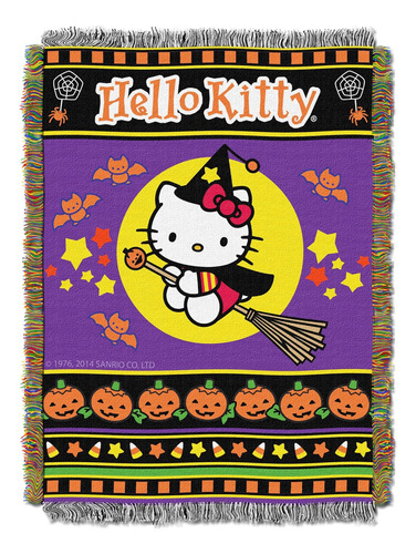 Sanrio Hello Kitty  Manta Tejida Con Diseño De Gato Brujo  