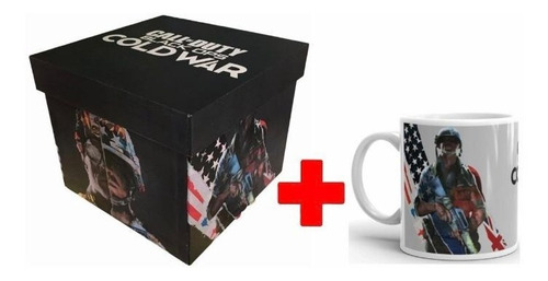 Taza Call Of Duty Cold War Con Caja De Madera Para Regalo