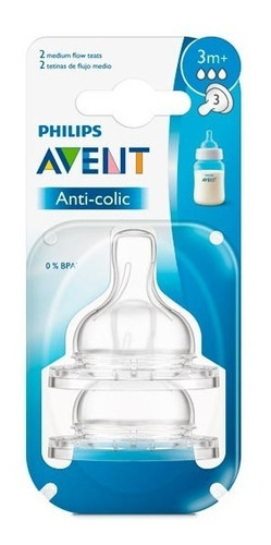 Tetina Anti-colic, Flujo Medio, 3m+ Avent