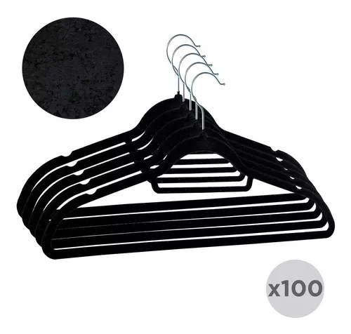  ZenStyle Paquete de 100 perchas de terciopelo ultra finas –  Perchas antideslizantes negras para ropa, gancho giratorio de 360 grados,  superficie aterciopelada : Hogar y Cocina