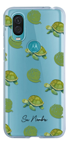 Funda Para Motorola Para Mujer Patrón Tortugas Con Tu Nombre