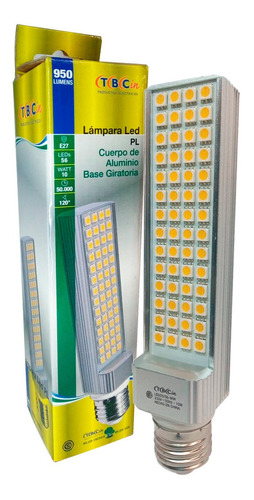 Lámpara Led Pl Aluminio 10w C/ Base Giratoria E27 Tbcin