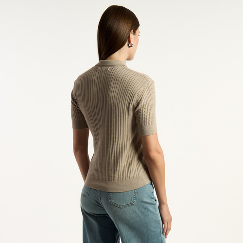 Chomba Mujer Kevingston Caly Manga Corta Slim Fit Ocre