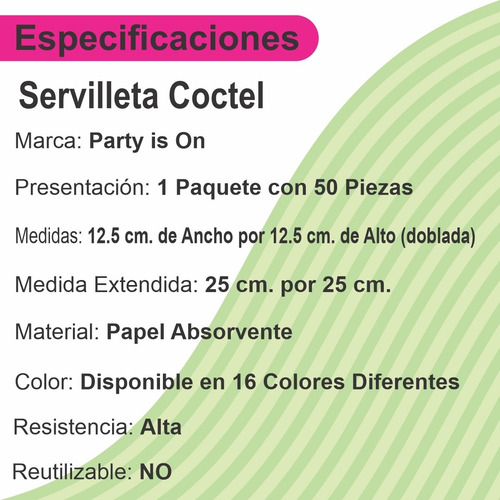 Servilleta Desechable Tamaño Coctel Party Is On 50 Piezas