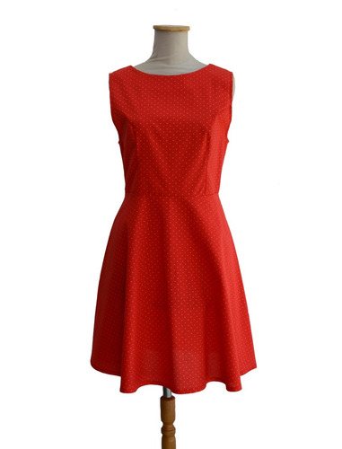 Vestido Pin Up Retro Rojo Lunares Blancos Escote V Espalda