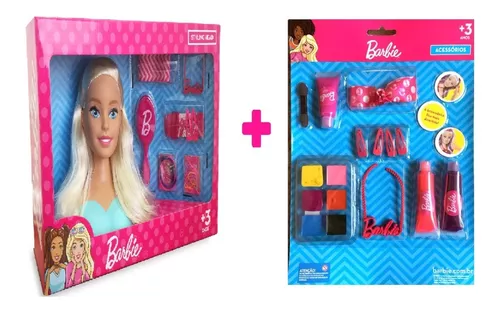 Barbie Busto Com Maquiagem E Acessórios Para Fazer Penteado