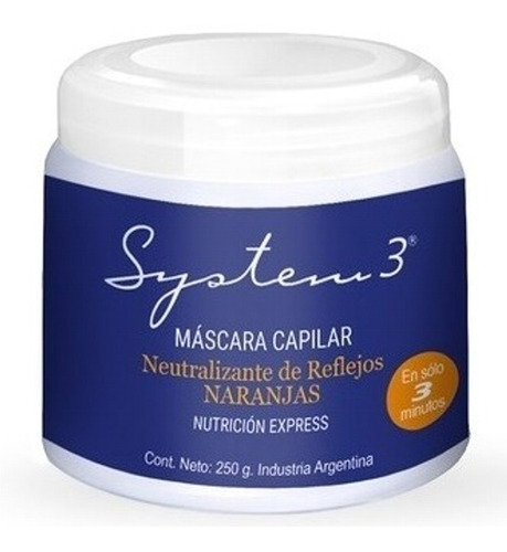 Mascara Neutralizante De Reflejos Naranjas System3 250 Gr