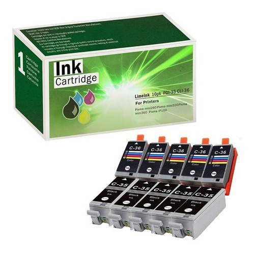 Cartuchos Tinta Limeink Pixma Pgi-35 Cli-36 -5 Negro 5 Color