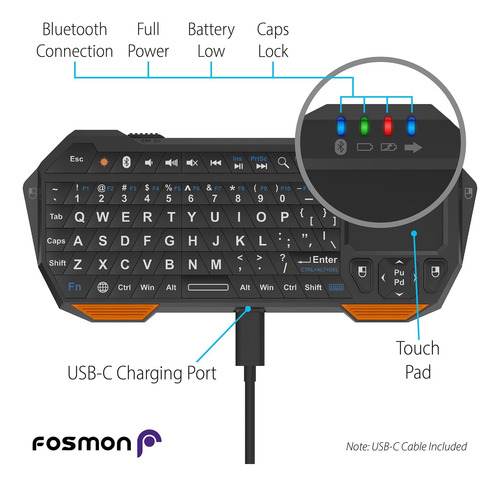 Controlador Teclado Inalámbrico Qwerty Con Panel Táctil Para