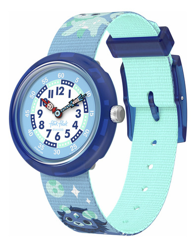 Reloj Flik Flak Cosmiclion Zfbnp234 Correa Azul Bisel Azul Fondo Azul