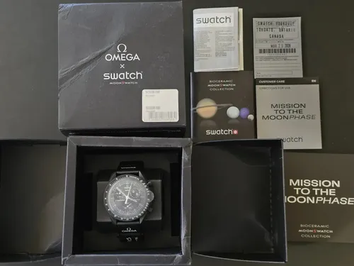 Relógio Swatch Omega Moonswatch Mission Moonphase Snoopy Quartzo