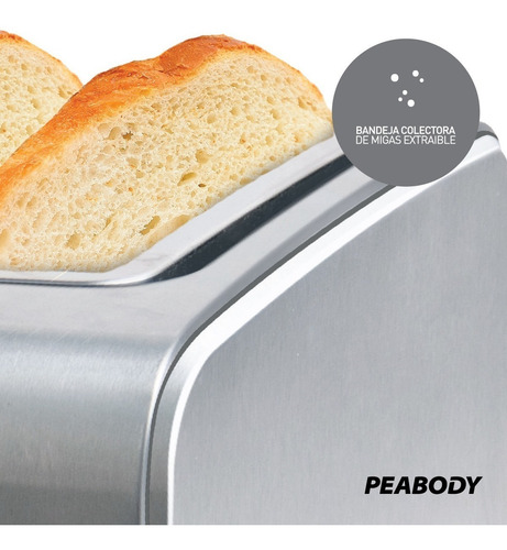 Imagen 6 de 10 de Tostadora 4 Panes Acero Inox Smartchef Peabody T8520 Full