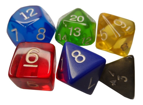Dados Rpg 6 Peças Novas D4 D6 D8 D10 D12 D20 Varias Cores