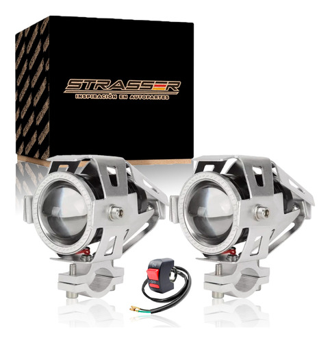 Par De Faros Universal Led Para Moto U7 Plata