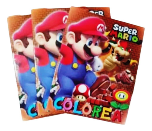 Mario Bros Paq Artículos Fiesta 20 Libros Colorear/crayolas