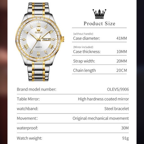 Relojes De Cuarzo Con Diamantes De Lujo Olevs Luminous