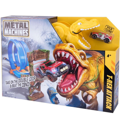 Pista Autos Dinosaurio Doble Metal Machines T-rex Atack Full Color T- Rex