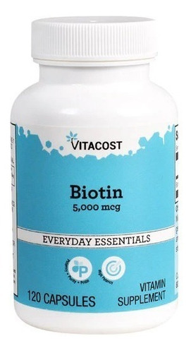 Biotina 5000 Mcg - 120 Cápsulas Vitacost Importado E U A