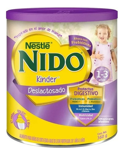 3 Pza Alimento Tipo Leche Nido Kinder Deslactosado 1 A 3 Año
